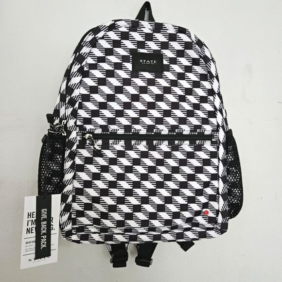 STATE Handbags - NWT STATE Bags Bedford Twill Backpack | Black & White Geo Print